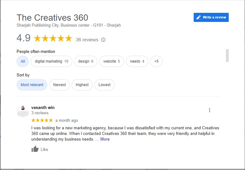 local seo reviews for the creatives 360