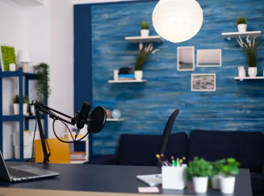 Professional podcast production services studio setup for businesses