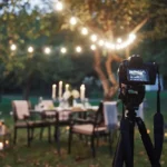Professional event videography Dubai setup with camera filming an outdoor event