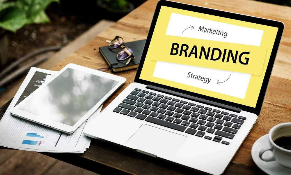 Laptop screen displaying a professional personal branding strategy concept