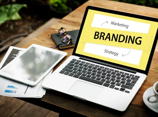 Laptop screen displaying a professional personal branding strategy concept