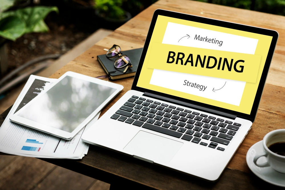 Laptop screen displaying a professional personal branding strategy concept