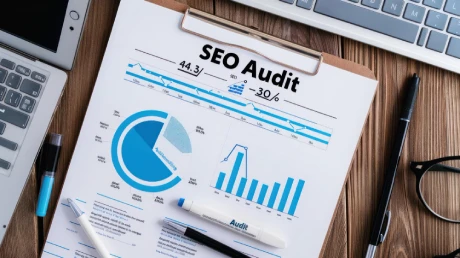 Website Audit report showing SEO analysis and website performance for a Dubai business