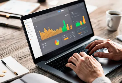 Marketing performance analytics dashboard on laptop